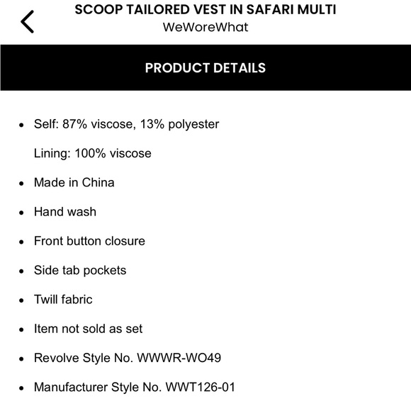 WeWoreWhat Scoop Tailored Vest in Safari Multi - New with tags - Picture 8 of 8